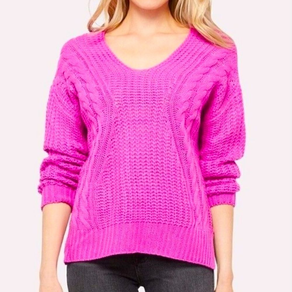 Heartloom Women's Evon V-Neck Cable Knit Long Sleeve Sweater Size M